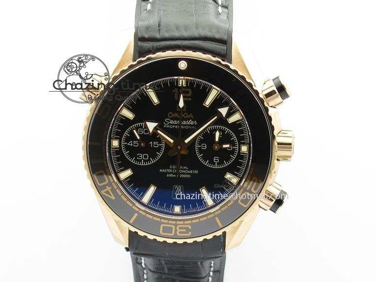 0326 Breathable Seamaster Professional Chrono RG Black Ceramic Black Dial On Black Gummy Strap A 8214